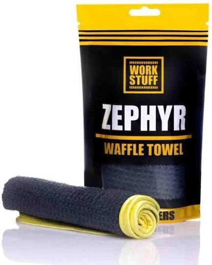 Work Stuff Zephyr Waffle Πανί Μικροϊνών Καθαρισμού για Τζάμια Αυτοκινήτου 400gsm Μαύρο 35x35cm - Image 4